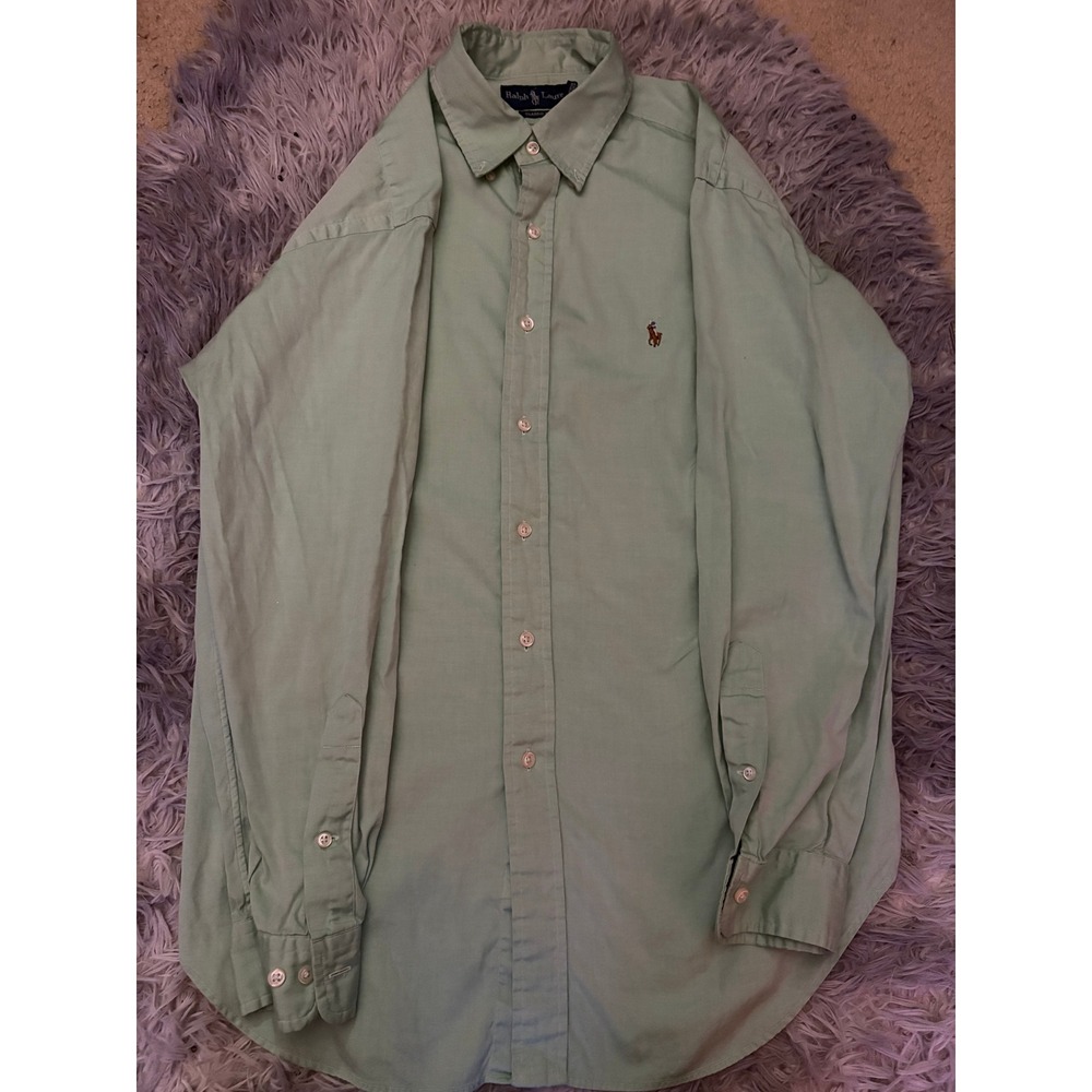 Ralph Lauren‎ Classic Fit Green Oxford Button Down Shirt Men's Large 16 32/33